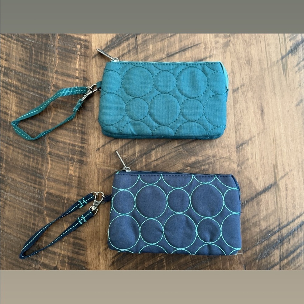 Teal and Navy Quilted Wristlet Set